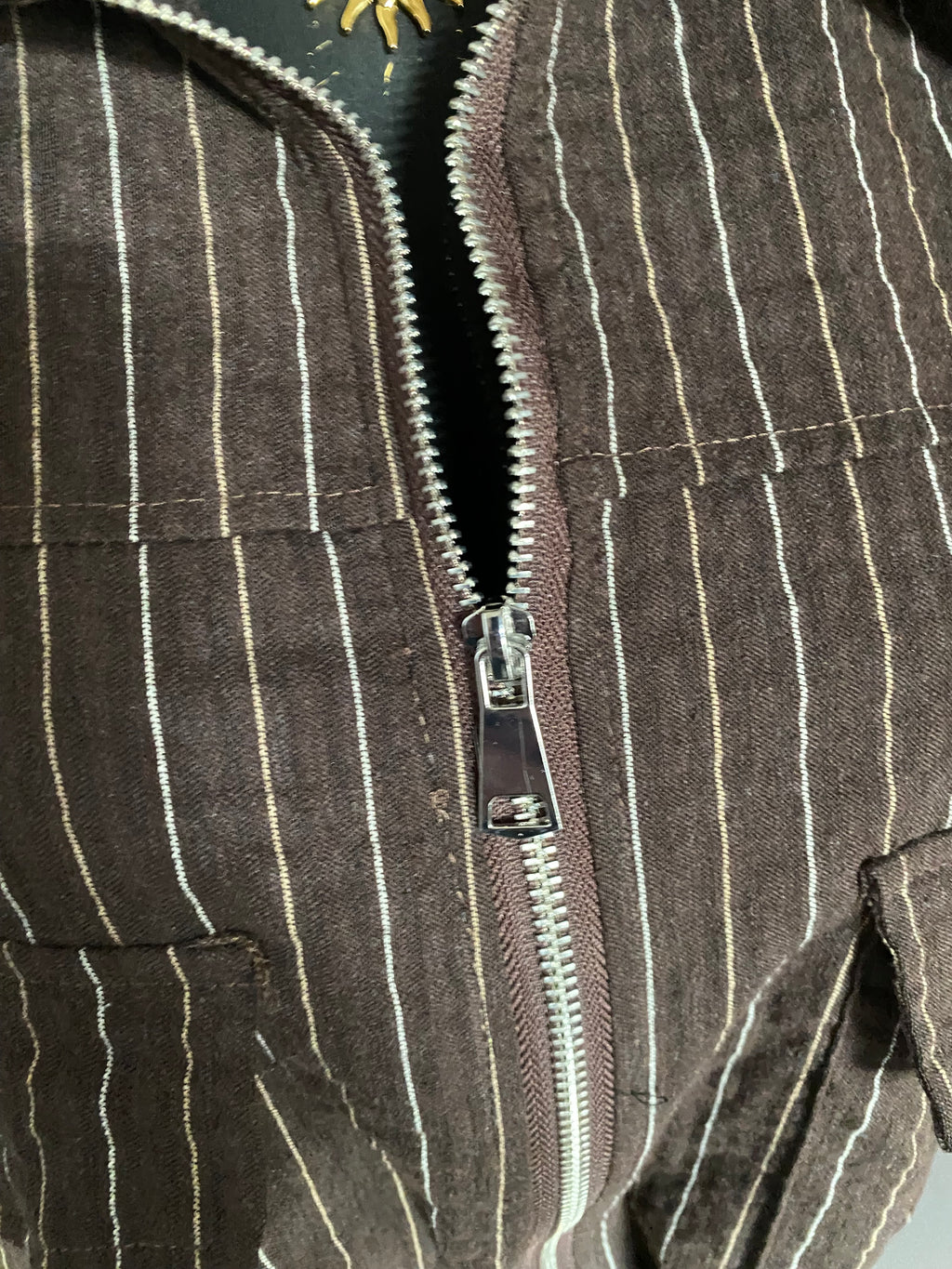 VESTE FINES RAYURES GRIS CHOCO  TU 36/44