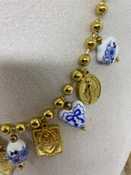 COLLIER ACIER INOXYDABLE ET EMAILLE BLEU