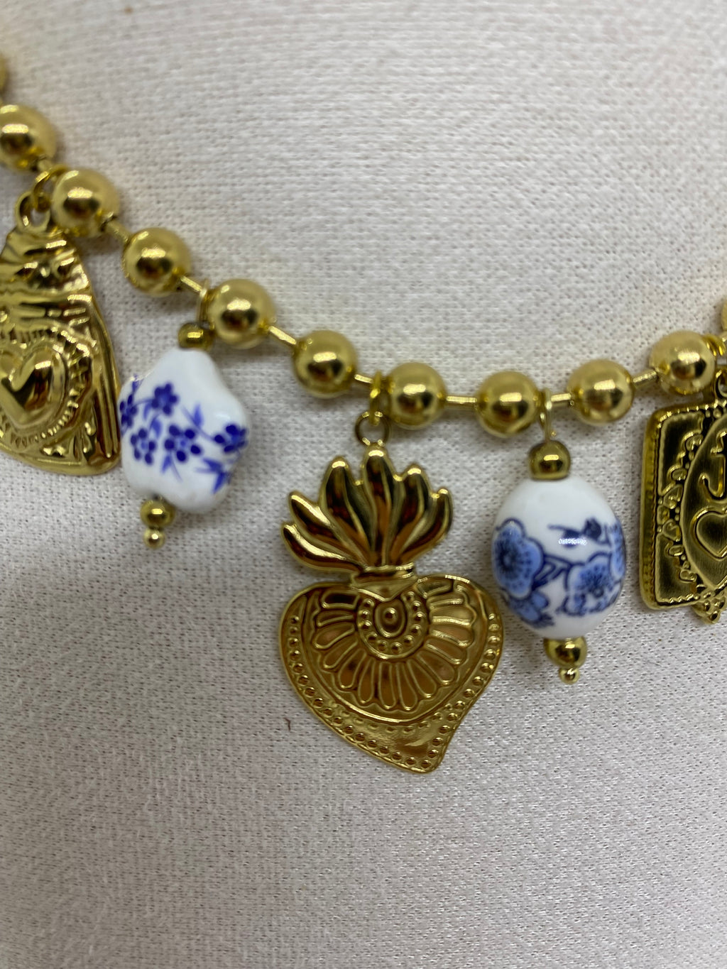 COLLIER ACIER INOXYDABLE ET EMAILLE BLEU