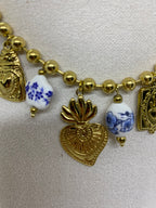 COLLIER ACIER INOXYDABLE ET EMAILLE BLEU