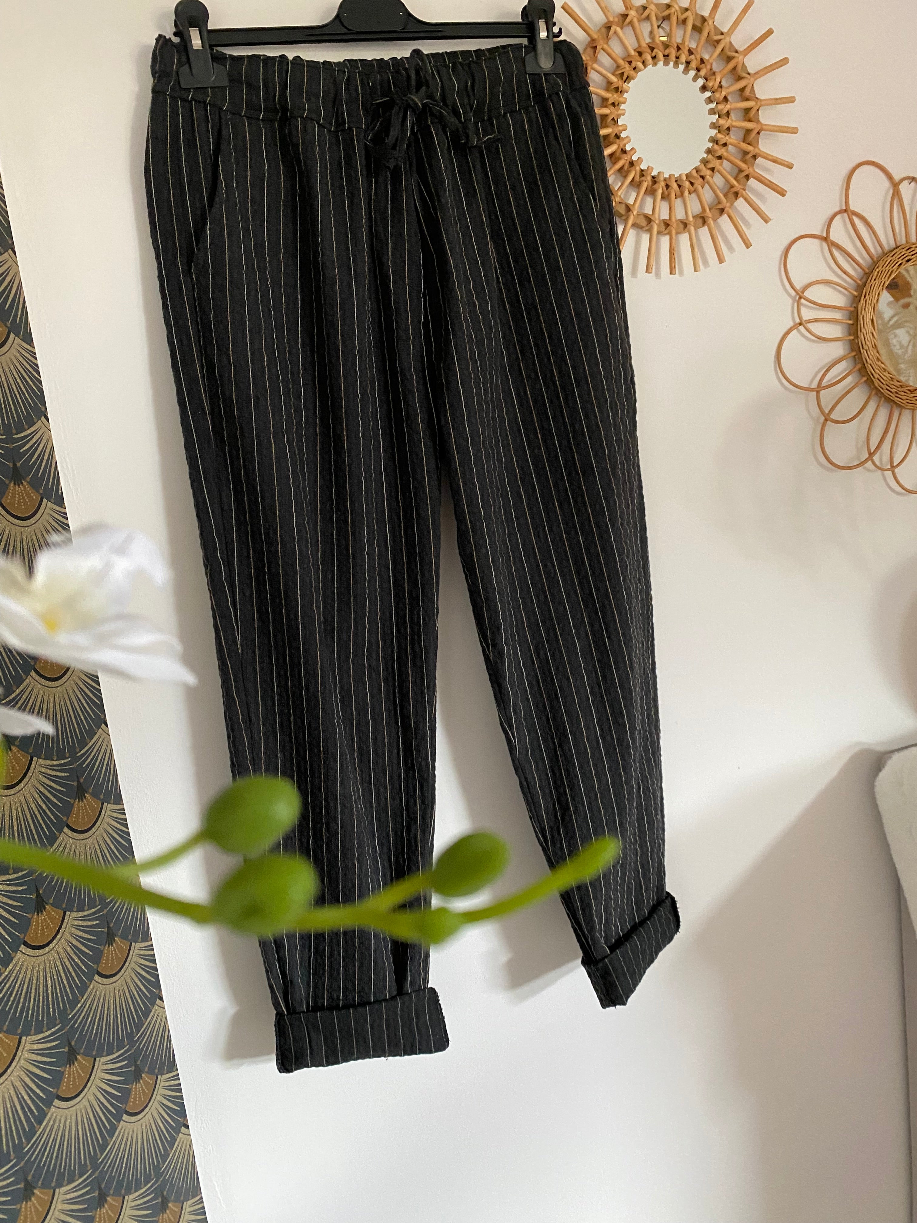 PANTALON FINES RAYURES GRIS ANTHRACITE TU 38/44