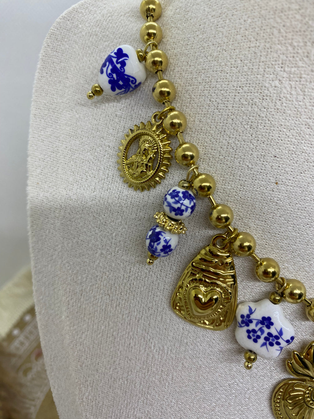 COLLIER ACIER INOXYDABLE ET EMAILLE BLEU