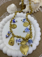COLLIER ACIER INOXYDABLE ET EMAILLE BLEU