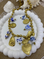 COLLIER ACIER INOXYDABLE ET EMAILLE BLEU