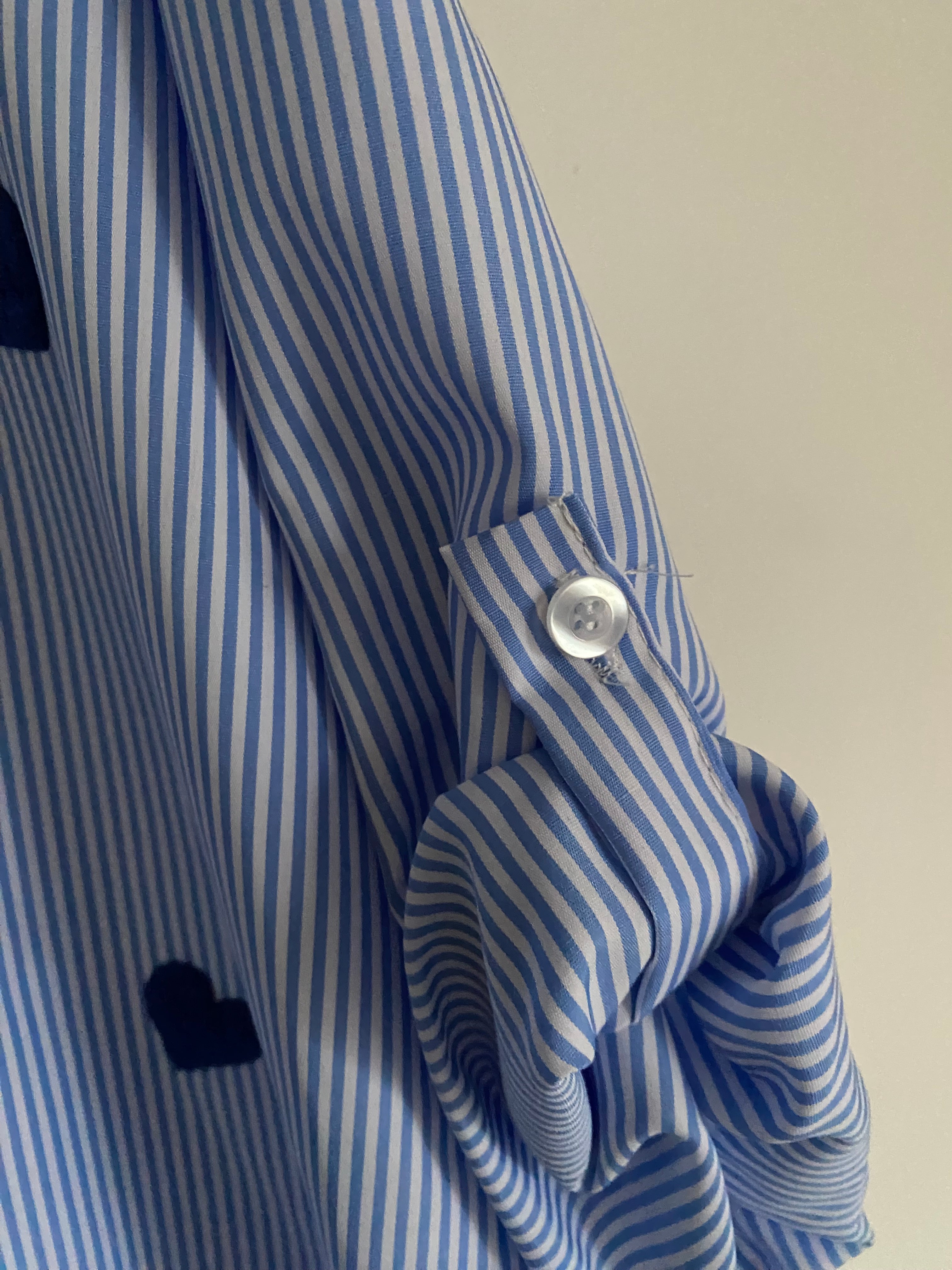 CHEMISE RAYEE COEURS BLEU MARINE    TU 36/44