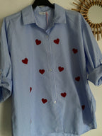 CHEMISE RAYEE COEURS ROUGES   TU 36/44