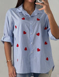 CHEMISE RAYEE COEURS ROUGES   TU 36/44