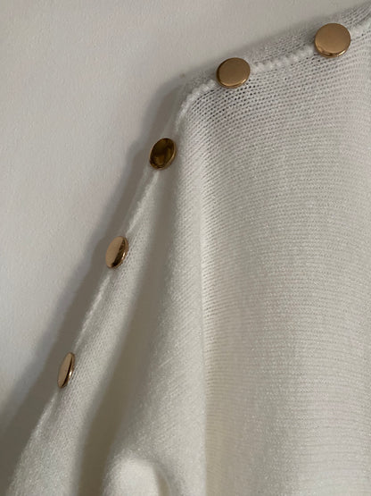 PULL BOUTONS DORES BLANC 36/44