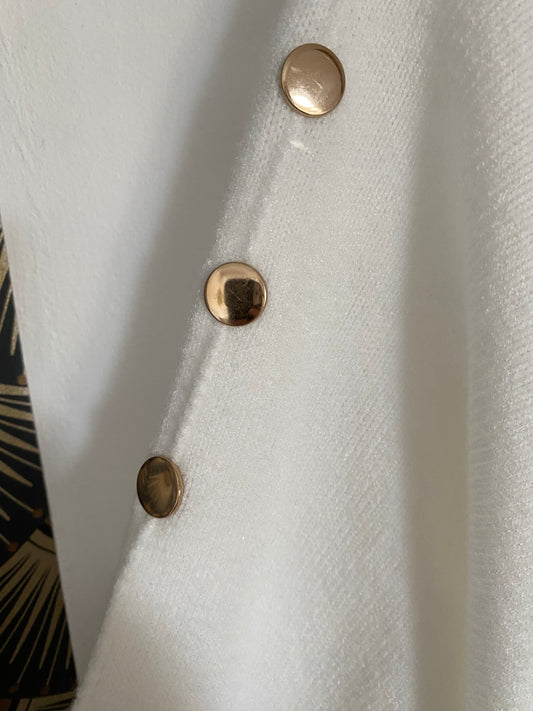 PULL BOUTONS DORES BLANC 36/44