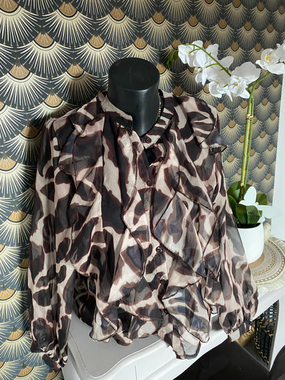 BLOUSE FROUFROU MANCHES LONGUES 36/40 petit 42   CHOCOLAT