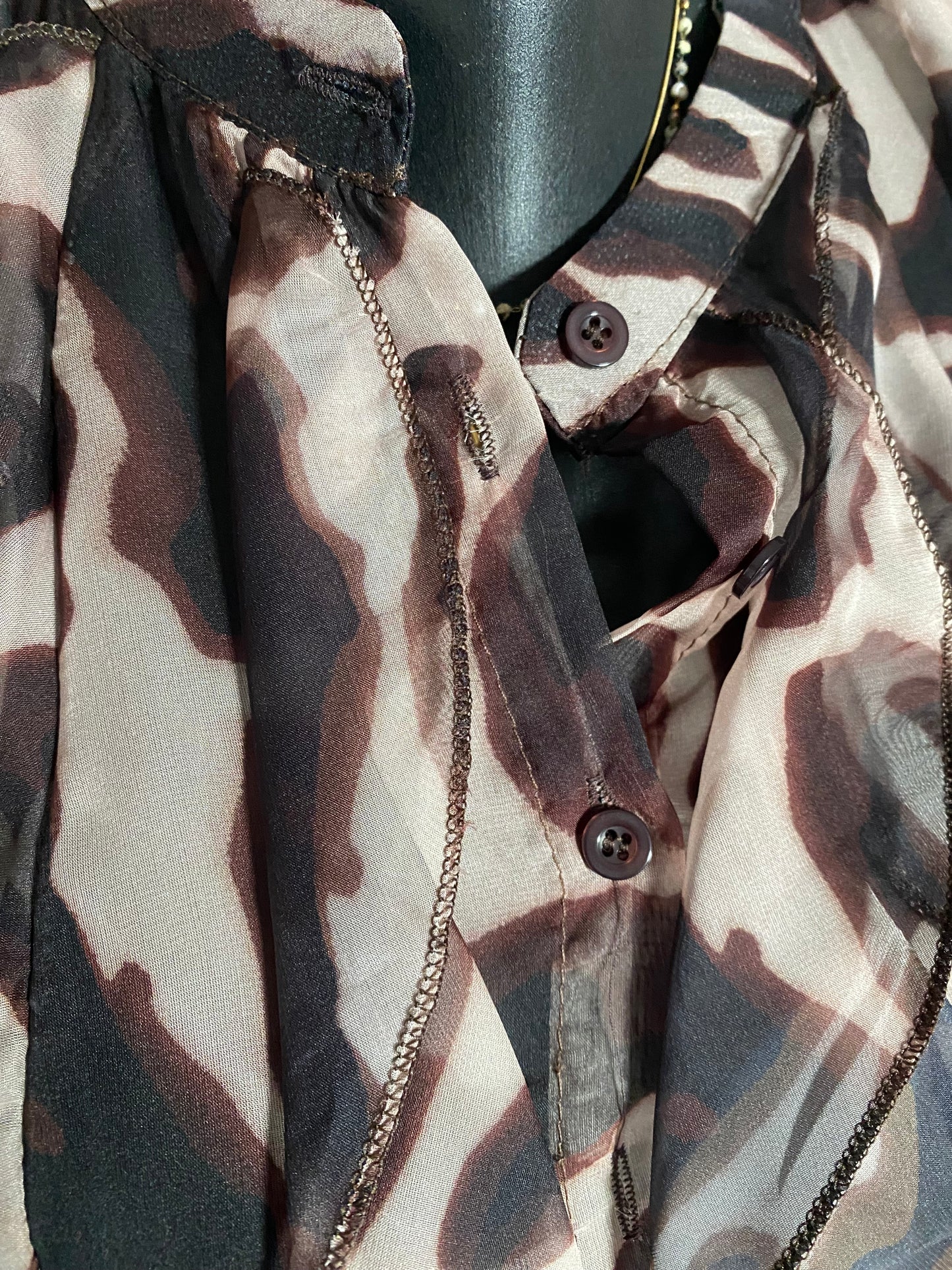 BLOUSE FROUFROU MANCHES LONGUES 36/40 petit 42   CHOCOLAT