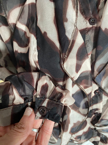 BLOUSE FROUFROU MANCHES LONGUES 36/40 petit 42   CHOCOLAT