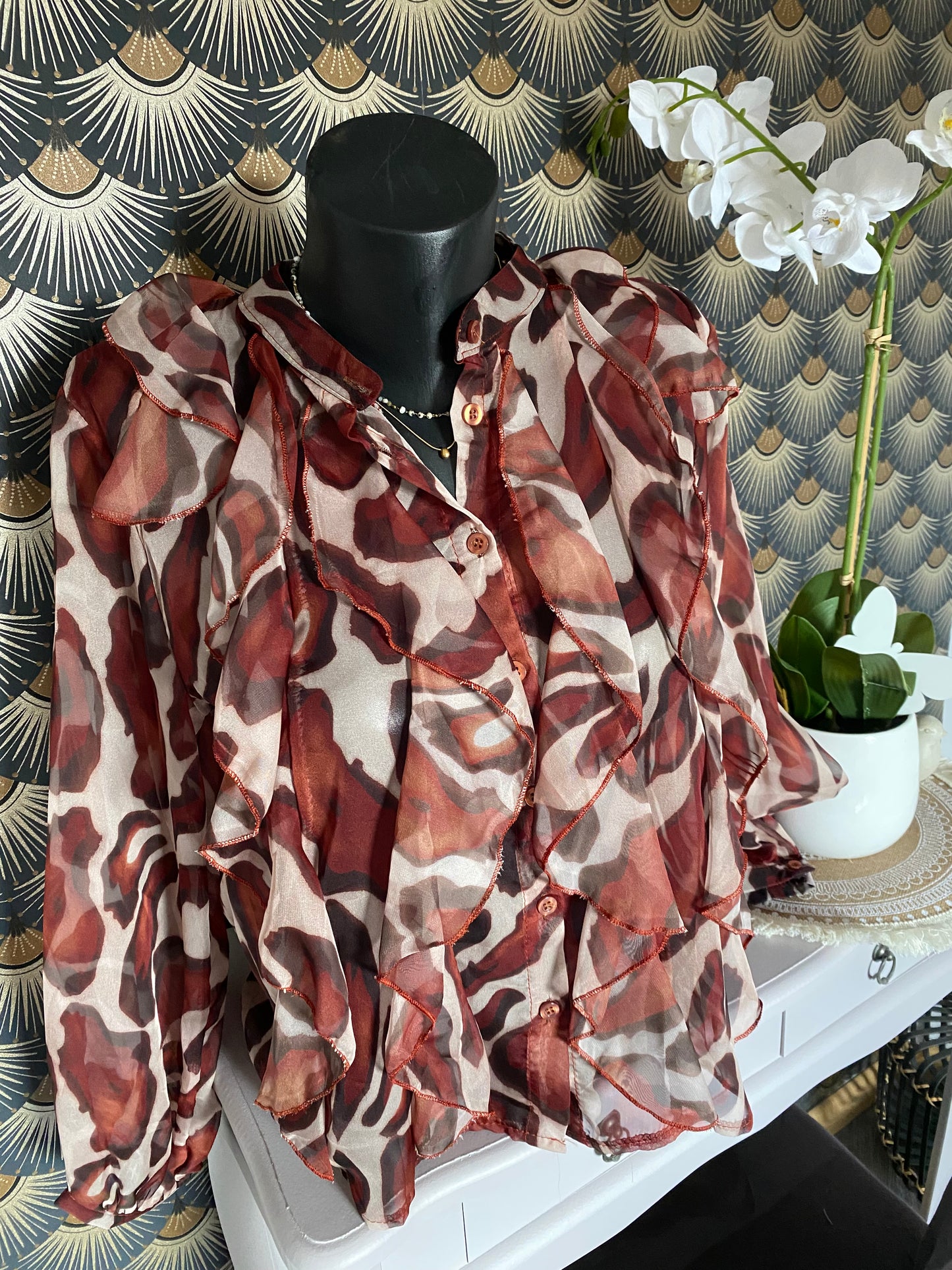 BLOUSE FROUFROU MANCHES LONGUES 36/40 petit 42   BRIQUE