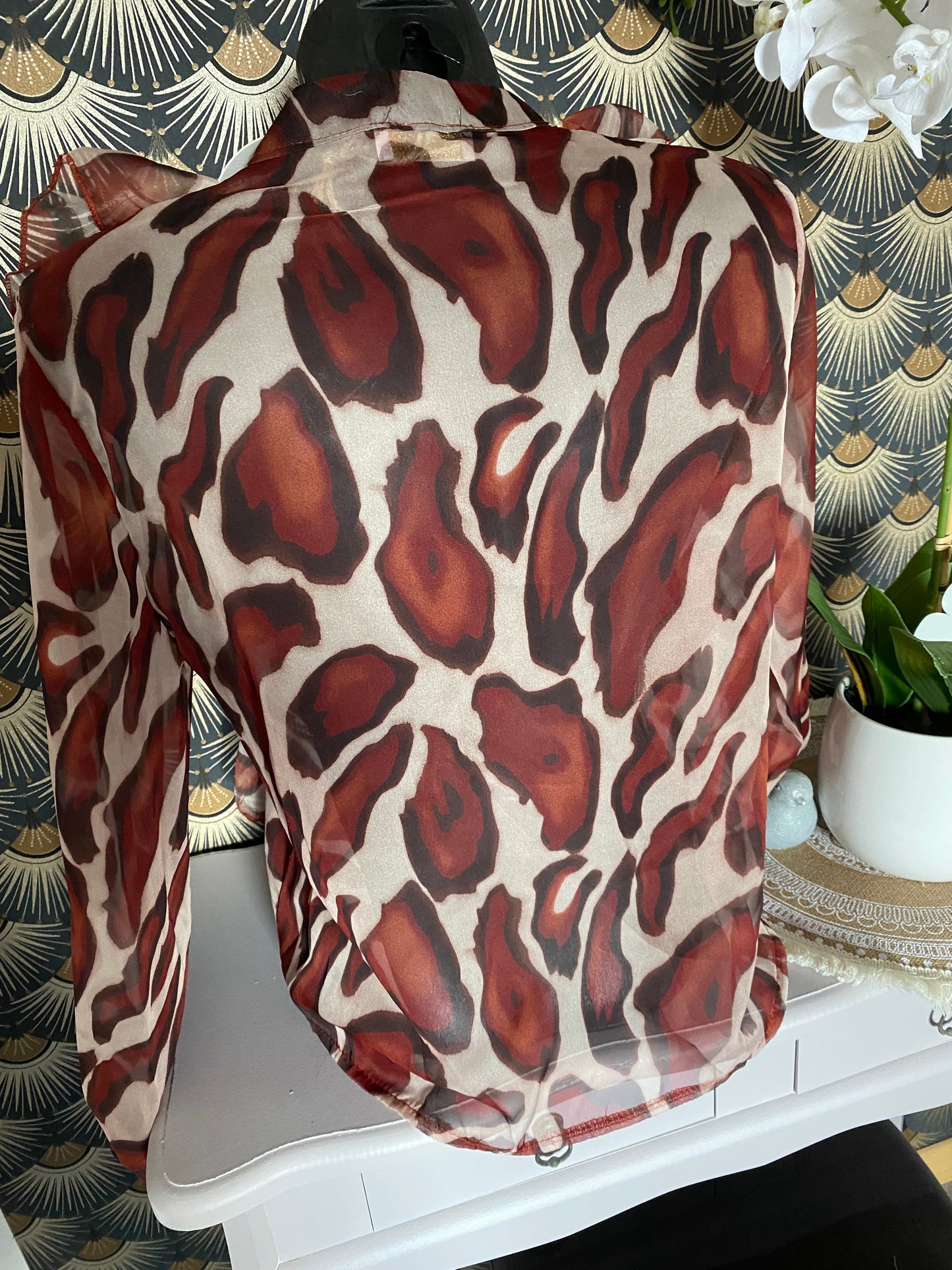 BLOUSE FROUFROU MANCHES LONGUES 36/40 petit 42   BRIQUE