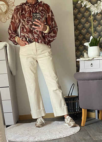 BLOUSE FROUFROU MANCHES LONGUES 36/40 petit 42   BRIQUE