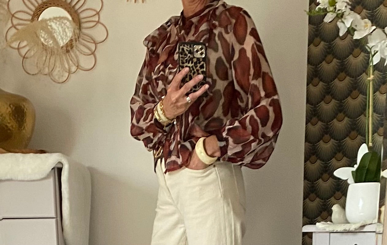 BLOUSE FROUFROU MANCHES LONGUES 36/40 petit 42   BRIQUE