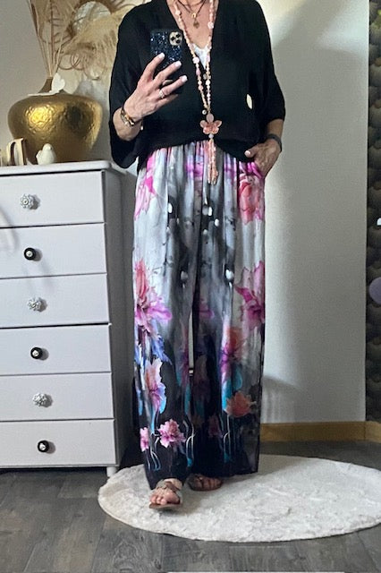 PANTALON SOIE ROSE  TAILLE UNIQUE JUSQU' A UN 46