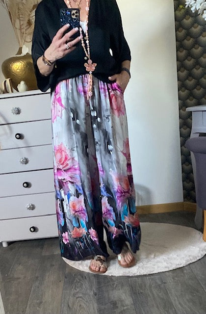 PANTALON SOIE ROSE  TAILLE UNIQUE JUSQU' A UN 46