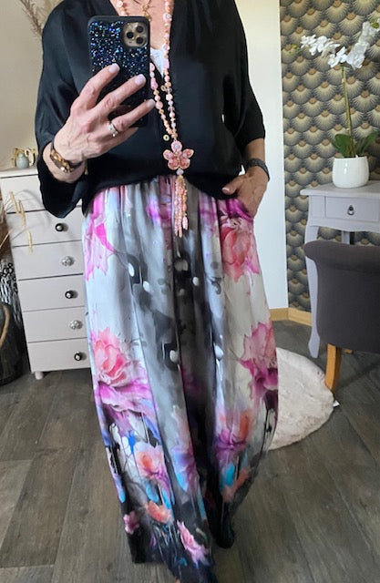 PANTALON SOIE ROSE  TAILLE UNIQUE JUSQU' A UN 46