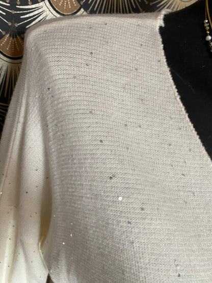 PULL  FIN SEQUINS ECRU TU 38/42 petit 44