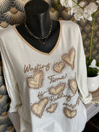 PULL COEUR TU 42/46 ECRU