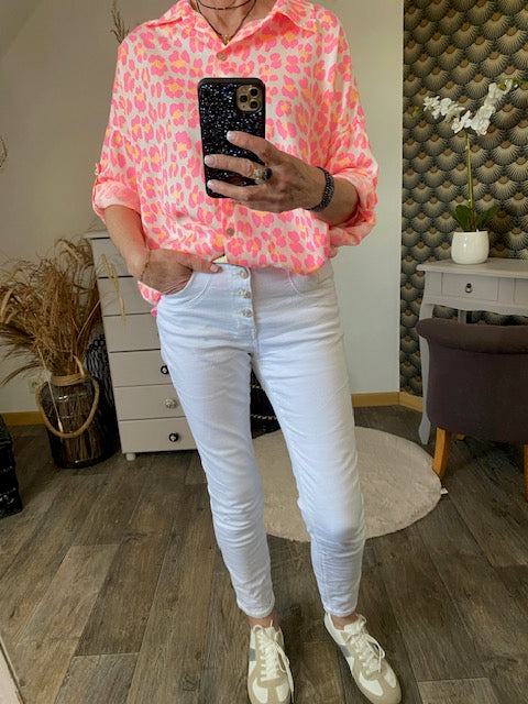 CHEMISE LEOPARD ROSE   36/44  TENCEL