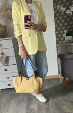 VESTE BLAZER MANCHES TROIS QUART  PLISSE  JAUNE PALE   TU 36/42