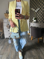 VESTE BLAZER MANCHES TROIS QUART  PLISSE  JAUNE PALE   TU 36/42