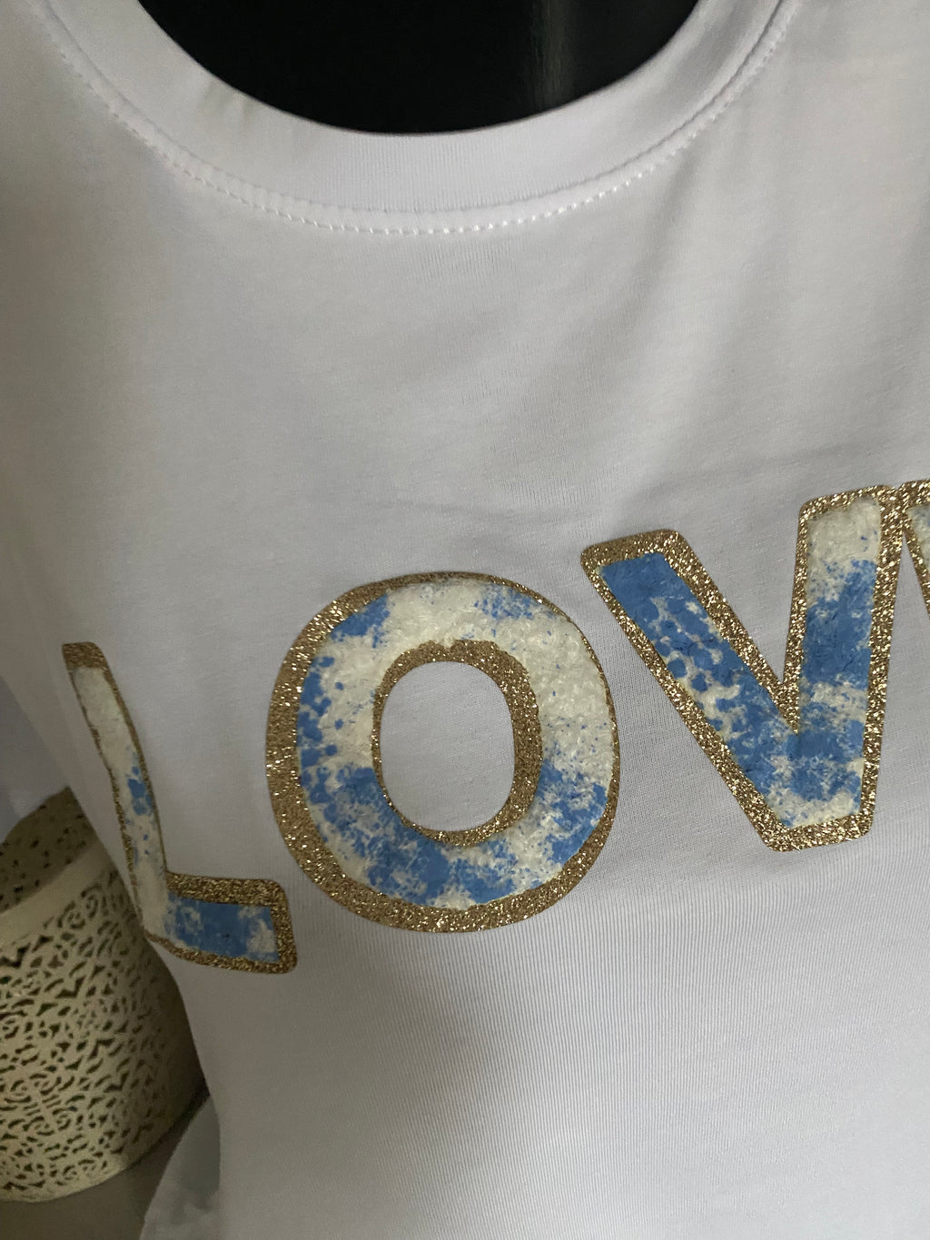 TEE SHIRT LOVE BLEU TAILLE UNIQUE 36/42