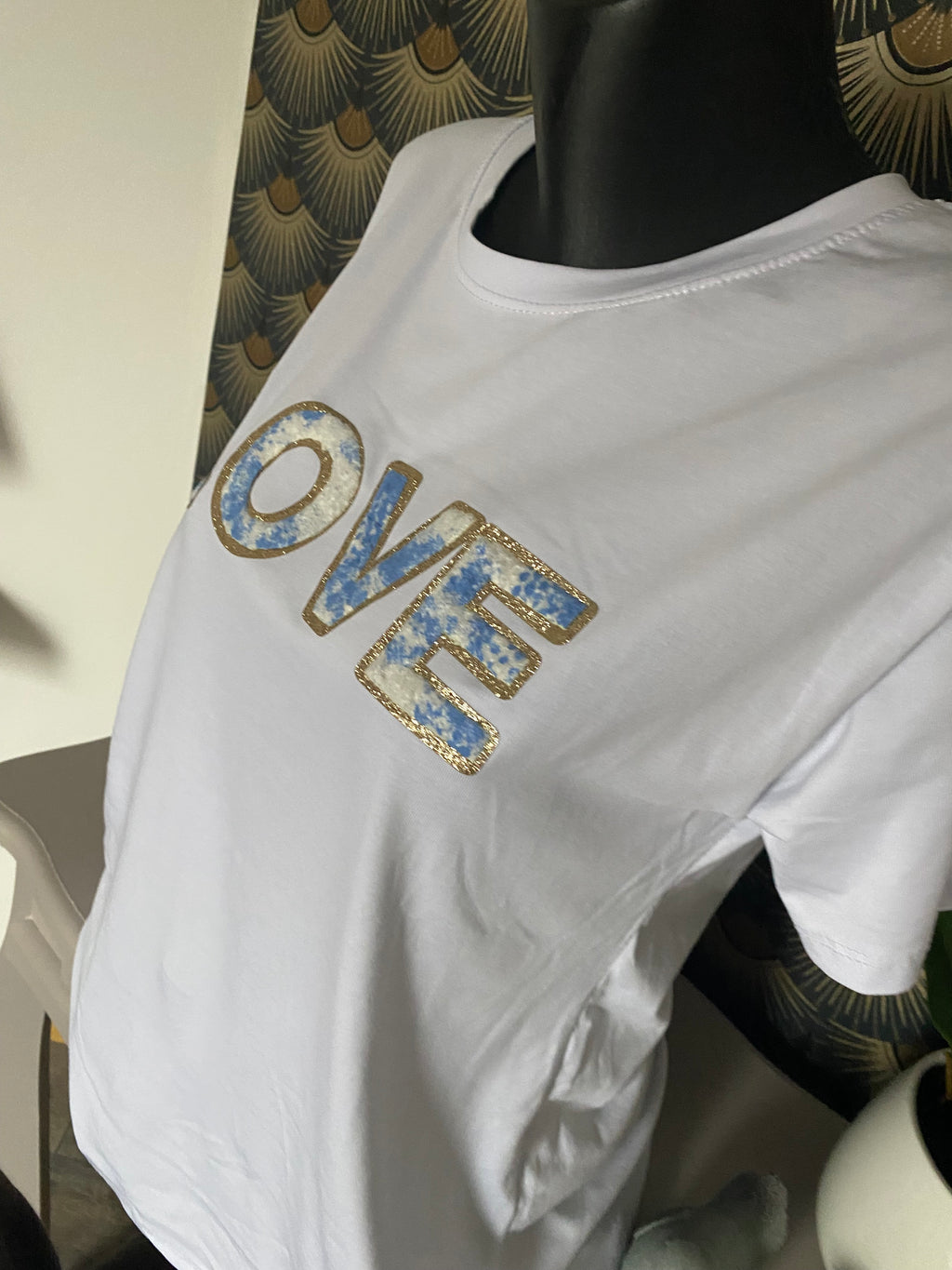 TEE SHIRT LOVE BLEU TAILLE UNIQUE 36/42