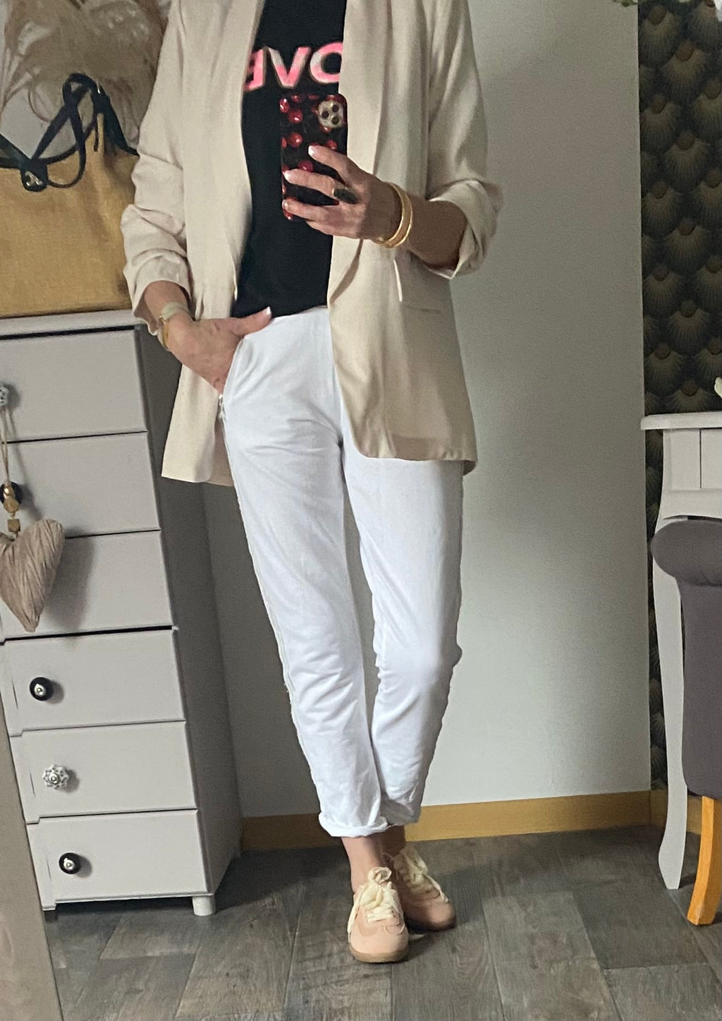 VESTE BLAZER MANCHES TROIS QUART  PLISSE  ECRU   TU 36/42