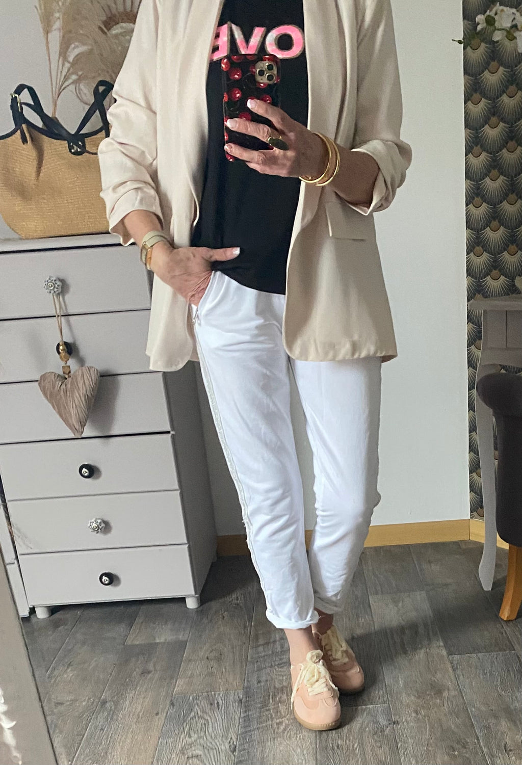 PANTALON IZZY  BANDES ARGENT  TAILLES S/M/L/XL
