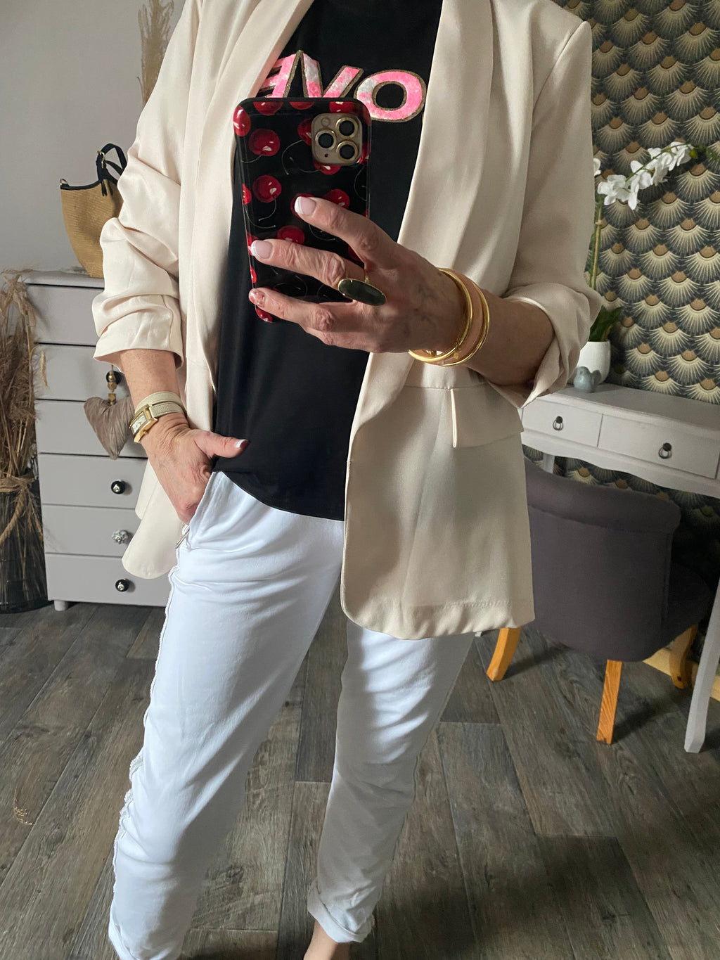 PANTALON IZZY  BANDES ARGENT  TAILLES S/M/L/XL