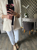 VESTE BLAZER MANCHES TROIS QUART  PLISSE  ECRU   TU 36/42