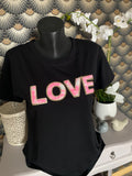 TEE SHIRT LOVE NOIR TAILLE UNIQUE 36/42
