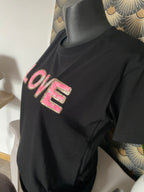 TEE SHIRT LOVE NOIR TAILLE UNIQUE 36/42
