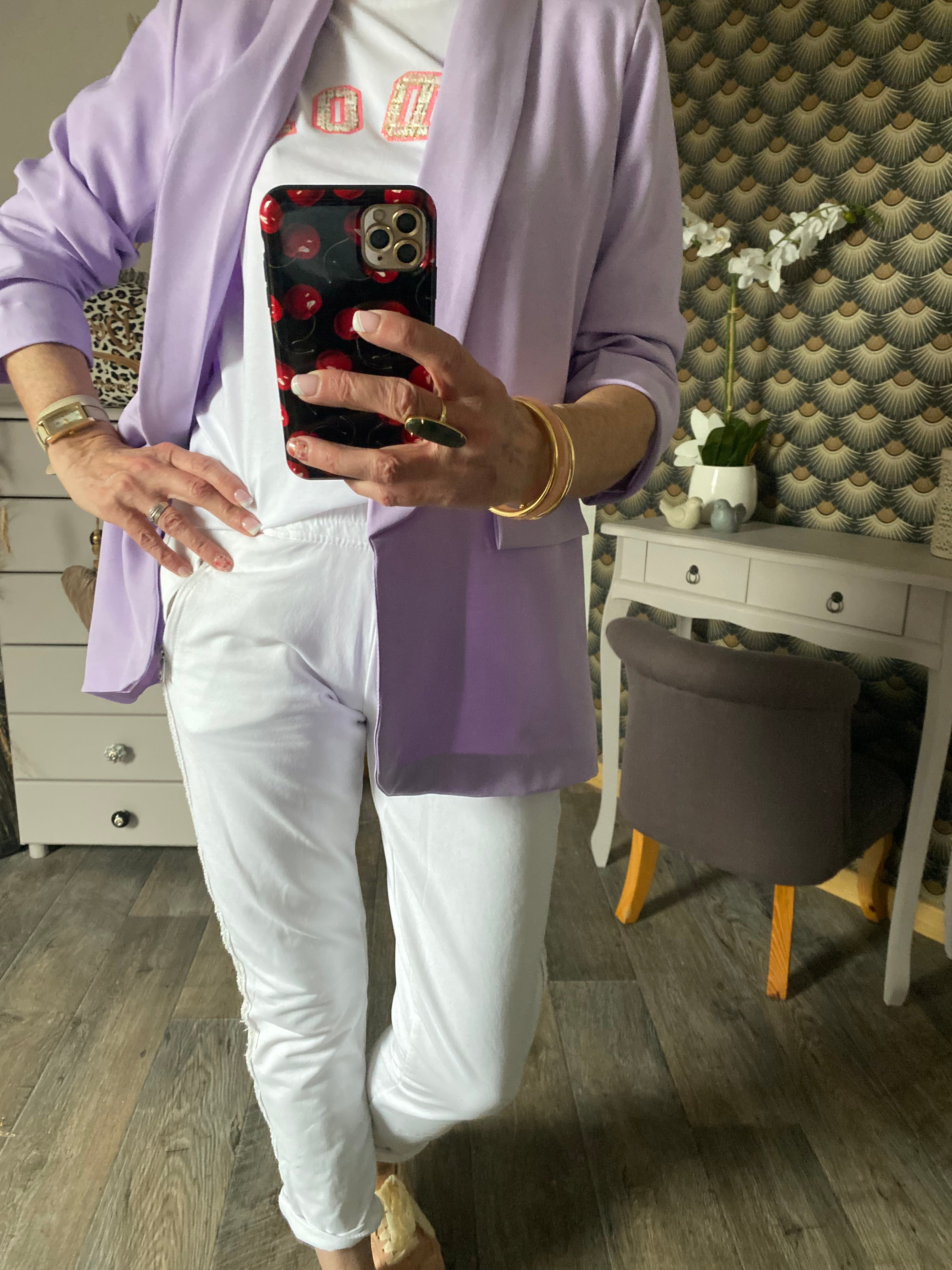 PANTALON IZZY  BANDES ARGENT  TAILLES S/M/L/XL