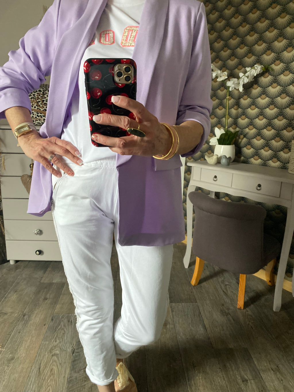 PANTALON IZZY  BANDES ARGENT  TAILLES S/M/L/XL