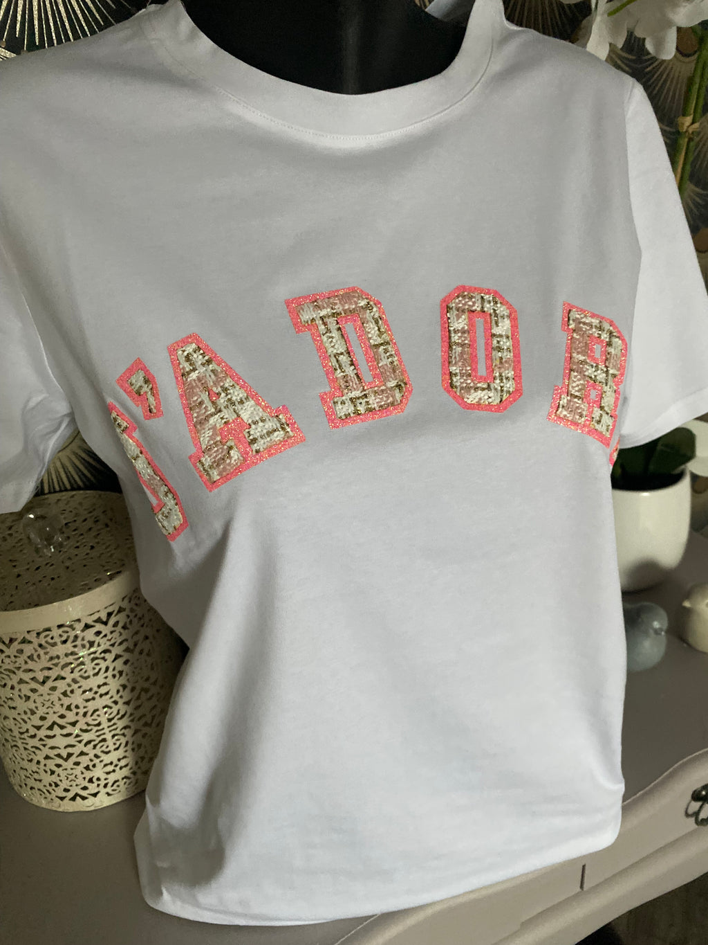 TEE SHIRT J ADORE ROSE TAILLE UNIQUE 34/40 PETIT 42