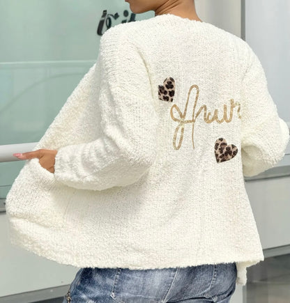 GILET AMOUR COEUR LEOPARD  TU 36/44  ALPAGA