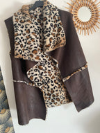 VESTE SANS MANCHE LEOPARD CHOCO     36/42 petit 44