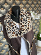 VESTE SANS MANCHE LEOPARD CHOCO     36/42 petit 44