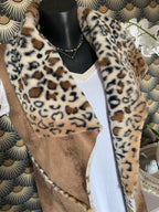 VESTE SANS MANCHE LEOPARD CAMEL   36/42 petit 44