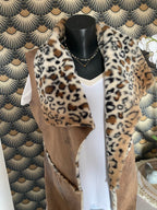 VESTE SANS MANCHE LEOPARD CAMEL   36/42 petit 44