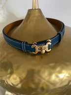 ceinture cuir vachette    C     BLEU MARINE