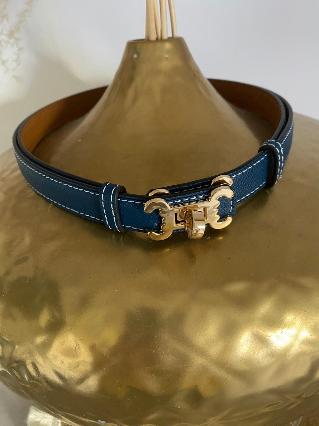 ceinture cuir vachette    C     BLEU MARINE