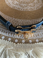 ceinture cuir vachette    C     BLEU MARINE