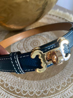 ceinture cuir vachette    C     BLEU MARINE