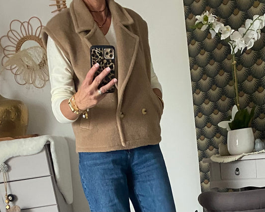 GILET TEDY CAMEL TU 36/42