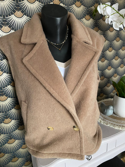 GILET TEDY CAMEL TU 36/42
